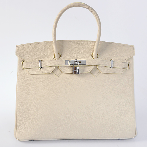 H35LSBS Hermes Birkin 35CM pelle Clemence in beige con argento